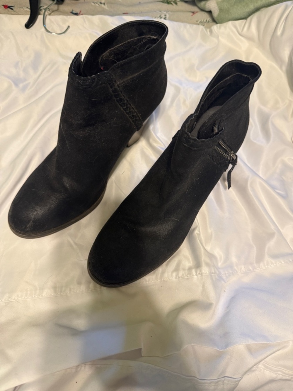 MIA Black Suede Ankle Booties with Side Zip